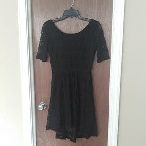 Black Lace High Low Dress